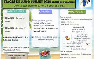 Stage Judo Trans-en-Provence Ete Juillet 2020