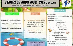 Stage Judo La Londe Ete Aout 2020